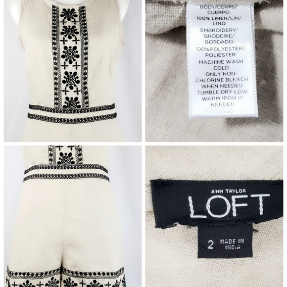 Embroidered Linen Romper Size 2 - Picture 8 of 8